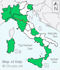 Italian distribution of Hedychridium chloropygum 