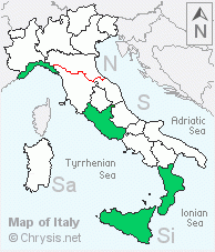 Italian distribution of Hedychridium femoratum