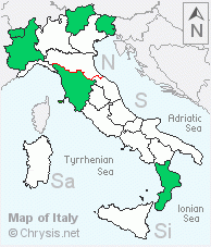 Italian distribution of Hedychridium roseum caputaureum