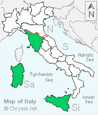 Italian distribution of Hedychridium tyrrhenicum