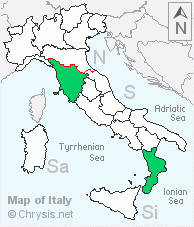 Italian distribution of Holopyga generosa proviridis
