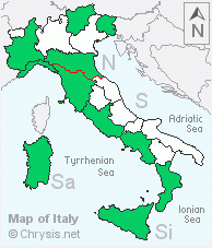 Italian distribution of Holopyga gloriosa-aureomaculata