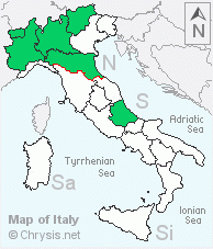 Italian distribution of Omalus aeneus puncticollis