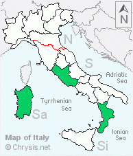Italian distribution of Pseudochrysis incrassata