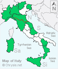 Italian distribution of Pseudomalus violaceus