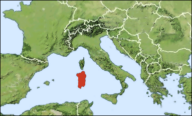 Chorology of Hedychridium scutellare sardiniense