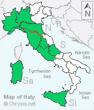 Italian distribution of Chrysidea persica