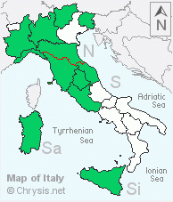 Italian distribution of Chrysidea pumila
