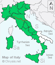 Italian distribution of Chrysis comta
