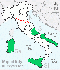 Italian distribution of Chrysis daphnis