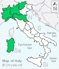 Italian distribution of Chrysis fasciata
