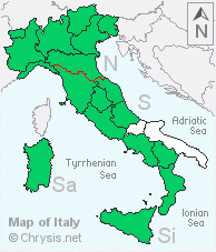 Italian distribution of Chrysis ignita