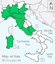 Italian distribution of Chrysis lanceolata