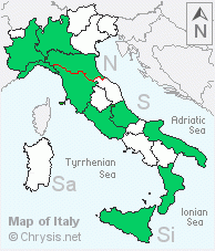 Italian distribution of Chrysis pulchella