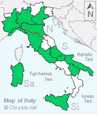 Italian distribution of Chrysis pyrrhina
