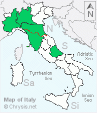 Italian distribution of Chrysis rufitarsis