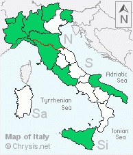 Italian distribution of Chrysis viridula