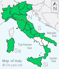 Italian distribution of Chrysura cuprea