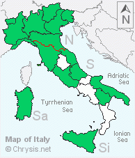 Italian distribution of Chrysura dichroa