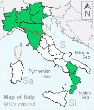 Italian distribution of Chrysura hirsuta