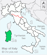 Italian distribution of Chrysura hybrida sardiniensis