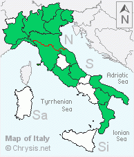Italian distribution of Chrysura ignifrons