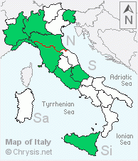 Italian distribution of Chrysura laodamia iphimedeia