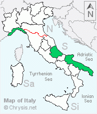 Italian distribution of Chrysura pseudodichroa
