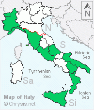 Italian distribution of Chrysura purpureifrons
