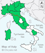 Italian distribution of Chrysura radians