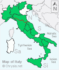 Italian distribution of Chrysura refulgens