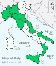 Italian distribution of Chrysura rufiventris