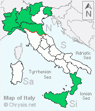 Italian distribution of Chrysura simplex