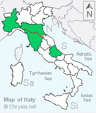 Italian distribution of Chrysura simulacra