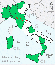 Italian distribution of Hedychridium coriaceum