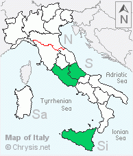 Italian distribution of Hedychridium incrassatum