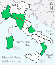 Italian distribution of Hedychridium reticulatum