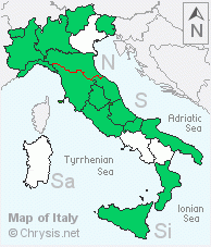 Italian distribution of Hedychridium roseum