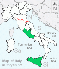 Italian distribution of Hedychrum micans europaeum