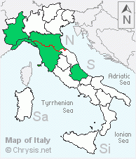 Italian distribution of Pseudomalus meridianus
