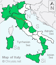 Italian distribution of Pseudomalus triangulifer