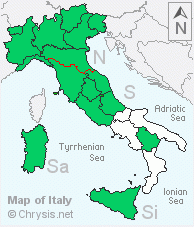 Italian distribution of Spintharina versicolor